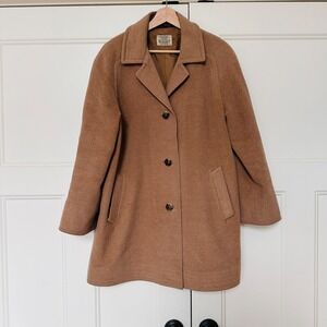 Vintage Cashmere Wool Coat Womens 12 Norm Thompson Camel Made in England
